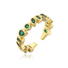 Fashion Geometric Open Copper Plated 18k Gold Colorful Zircon Ring