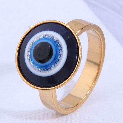 Korean Stainless Steel Simple Round Devil's Eye Opening Ring