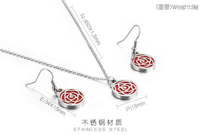 Korean Style Fashion Flower Festive Epoxy Stainless Steel Earrings Set Wholesale