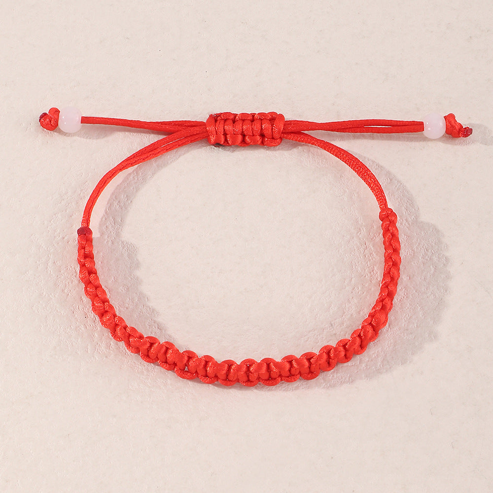 Fashion Simple Retro Solid Color Red Rope Beaded Bracelet