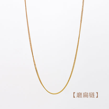 Fashion Round Titanium Steel Inlaid Gold Necklace