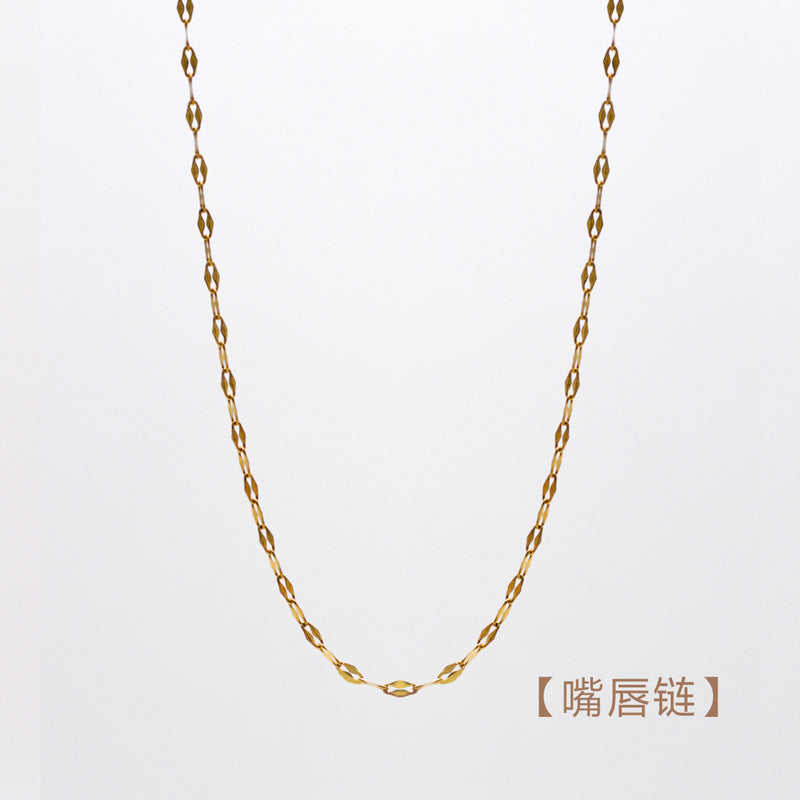 Fashion Round Titanium Steel Inlaid Gold Necklace