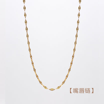 Fashion Round Titanium Steel Inlaid Gold Necklace