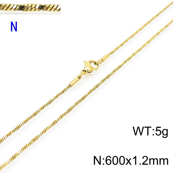 Fashion Simple Stainless Steel Snake Bone Chain Necklace