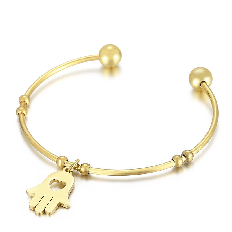 Fashion Stainless Steel Women's Gold Palm Open Bracelet