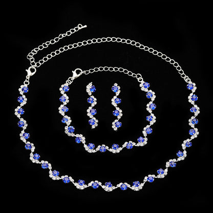 Simple Style Solid Color Rhinestone Inlay Zircon Jewelry Set