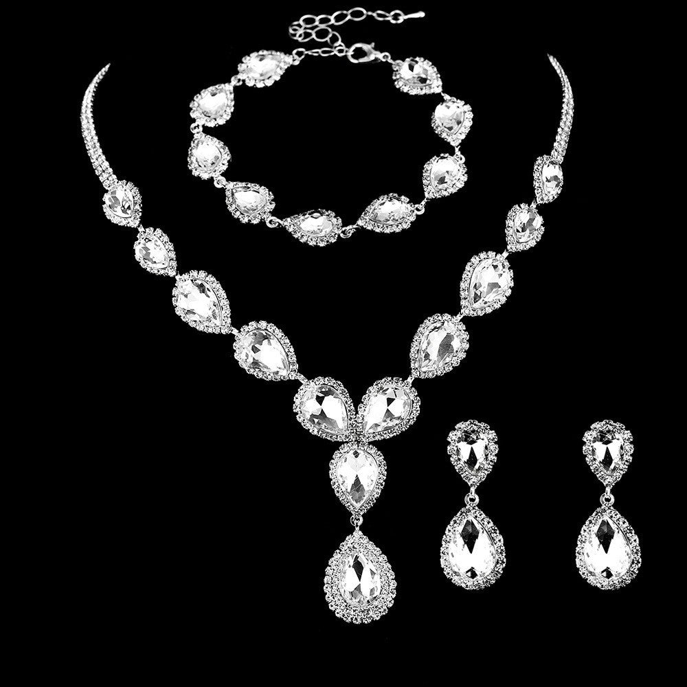 Simple Style Solid Color Rhinestone Inlay Zircon Jewelry Set