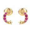 Korean Style Star Moon Shaped Inlaid Colorful Zircon Copper Earrings Wholesale