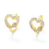 Korean Style Heart Shaped Hollowed Inlaid Zircon Copper Ear Buckle Wholesale