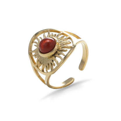 Fashion New Stainless Steel Adjustable Female Hollow Sun Flower Open Ring