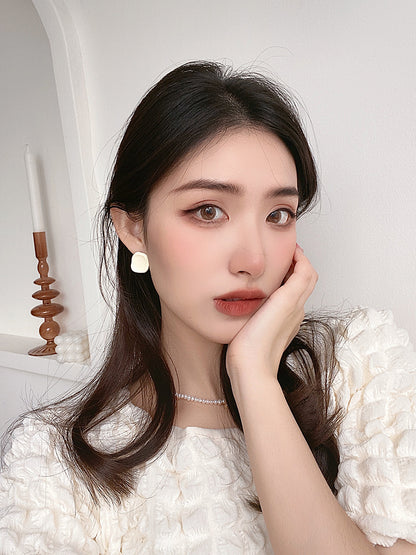 Silver Needle Asymmetric Geometric Oil Drop Earrings Korea Simple Small Irregular Stud Earrings Daily Versatile Commuter Earrings