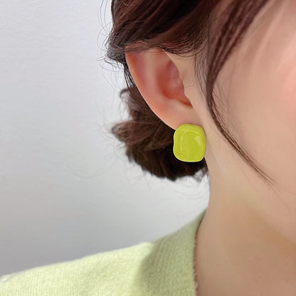 Silver Needle Asymmetric Geometric Oil Drop Earrings Korea Simple Small Irregular Stud Earrings Daily Versatile Commuter Earrings