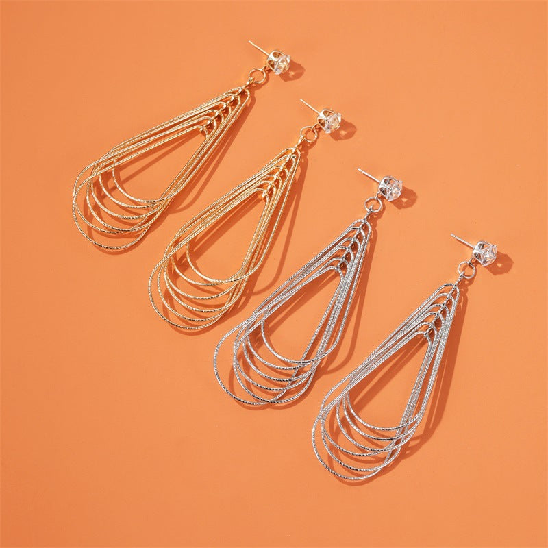 New Retro Exaggerated Geometric Pattern Multi-layer Drop Earrings Wholesale