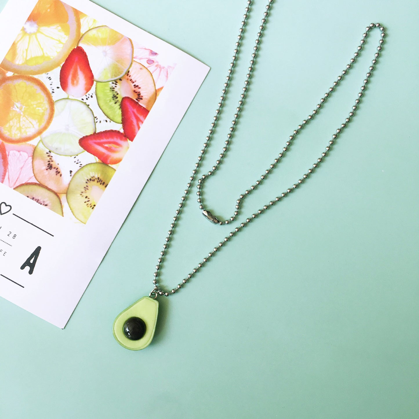 Summer Avocado Cute Simulation Fruit Hairpin Necklace Earrings