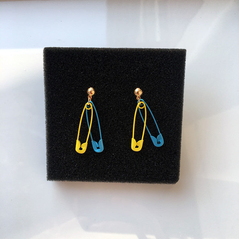 Cute Solid Color Paper Clip Pendant Earrings