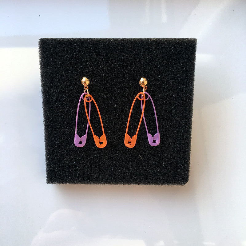 Cute Solid Color Paper Clip Pendant Earrings