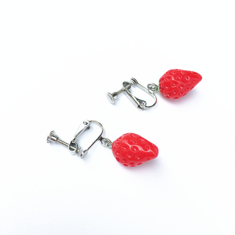 Fashion Hand-made Cartoon Fun Strawberry Earrings