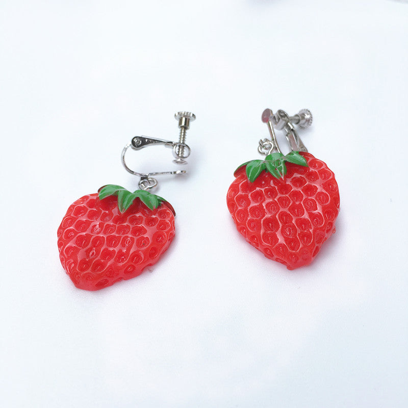 Fashion Hand-made Cartoon Fun Strawberry Earrings