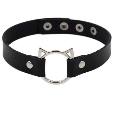 Punk Solid Color Pu Leather Patchwork Women's Choker