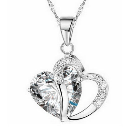 Simple Rhinestone Zircon Peach Heart Love Necklace