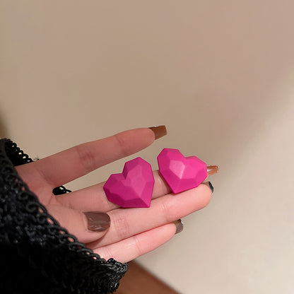 Simple Candy Color Heart-shaped Stud Earrings