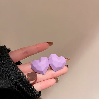 Simple Candy Color Heart-shaped Stud Earrings