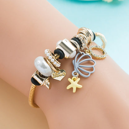 Fashion New Shell Pendant Multi-element Alloy Bracelet