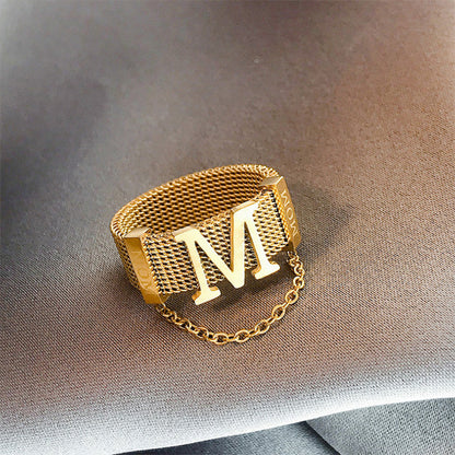 Fashion Simple  Titanium Steel Letter M Necklace Ring