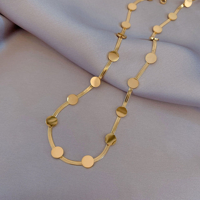 Fashion Simple Gold Titanium Steel Necklace Choker Necklace