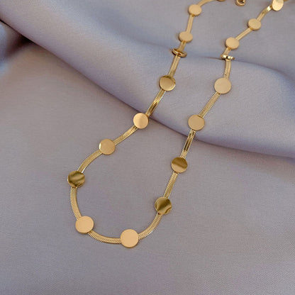 Fashion Simple Gold Titanium Steel Necklace Choker Necklace