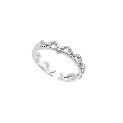 Wave Lace Diamond Hemp Pattern Open Titanium Steel Ring