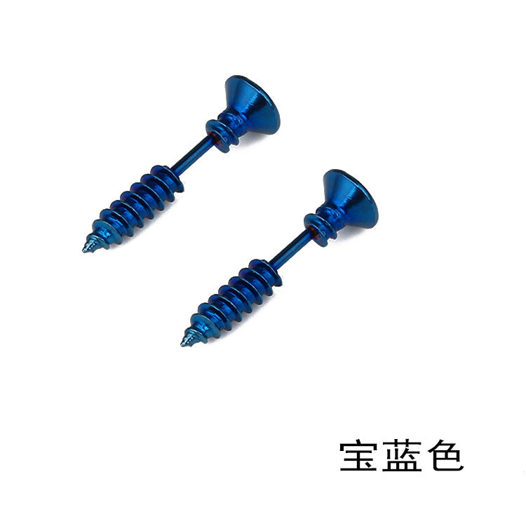 Fashion Punk Style Titanium Steel Screw Stud Earrings