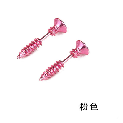 Fashion Punk Style Titanium Steel Screw Stud Earrings