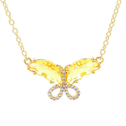 Fashion New Color Zircon Multicolor Butterfly Copper Clavicle Chain Wholesale