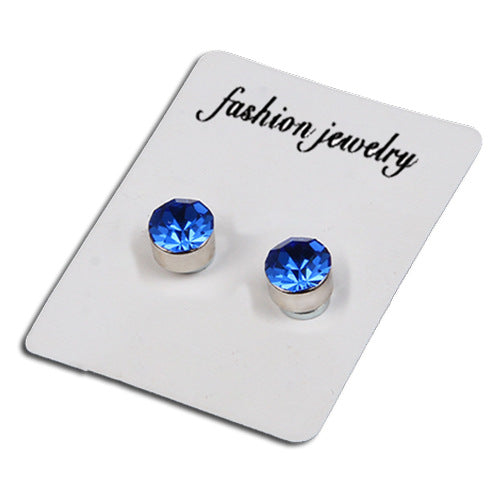 Fashion Color Diamond Stainless Steel Magnetic Earrings