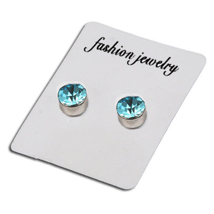 Fashion Color Diamond Stainless Steel Magnetic Earrings