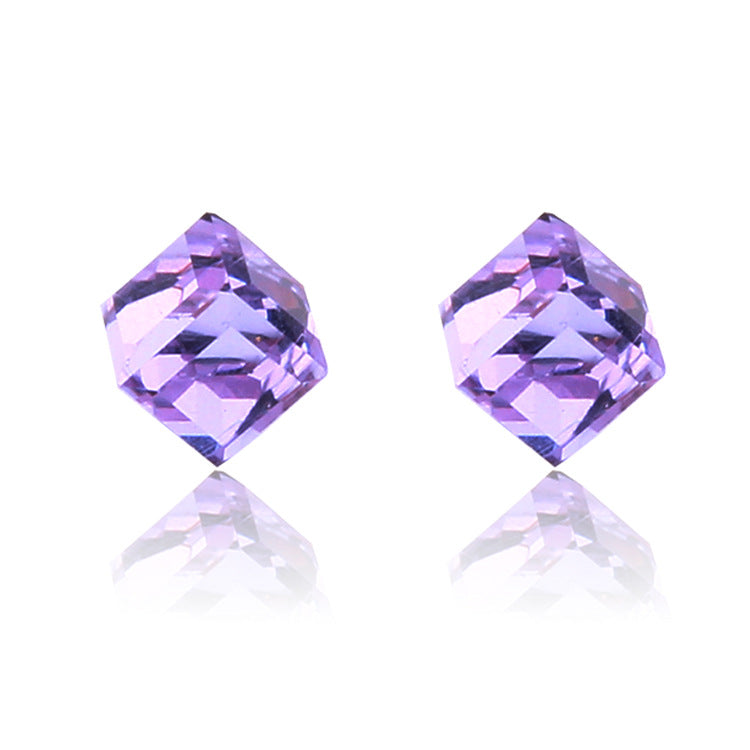 Fashion Cube Color Zircon Magnetic Earrings