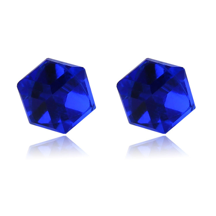 Fashion Cube Color Zircon Magnetic Earrings