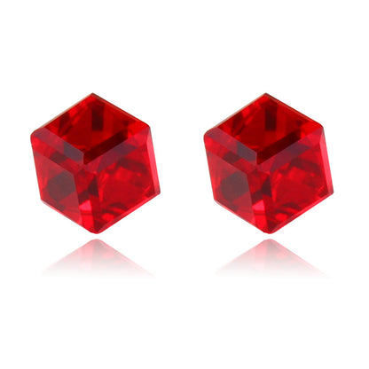 Fashion Cube Color Zircon Magnetic Earrings