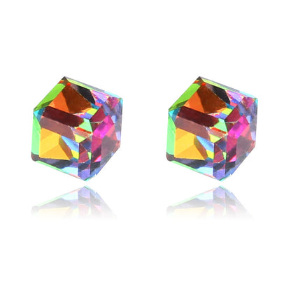 Fashion Cube Color Zircon Magnetic Earrings