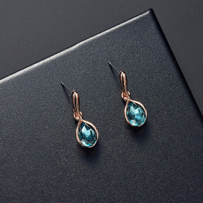 Fashion Jewelry Crystal Water Drop Necklace Stud Earrings Set