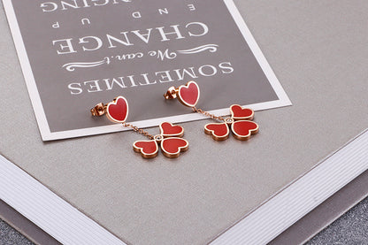 New Korean Red Heart-shaped Titanium Steel Earrings Wholesale Gooddiy