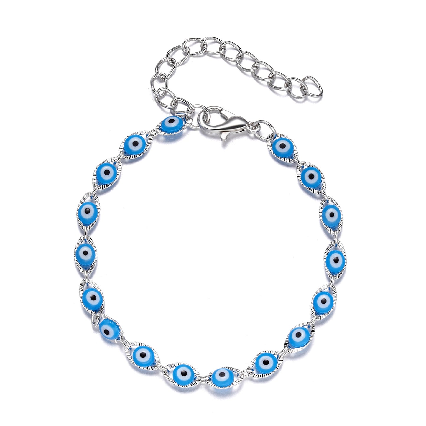 Blue Eye Fashion Flower Crystal Pearl Bead Alloy Bracelet