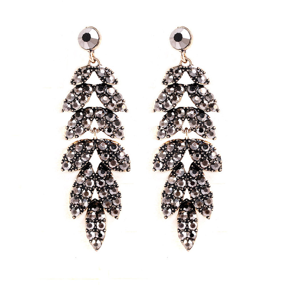 Fashion Retro Willow Rhinestone Alloy Earrings