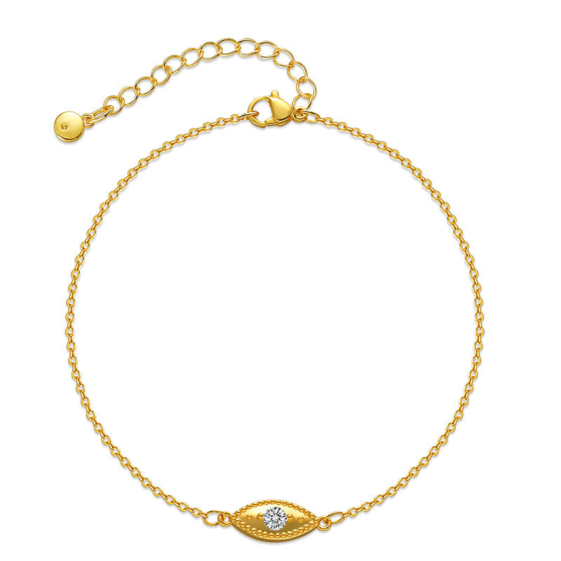 New Copper 18k Gold-plated Zircon Adjustable Devil's Eye Anklet