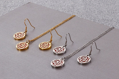 Korean Style Fashion Flower Festive Epoxy Stainless Steel Earrings Set Wholesale