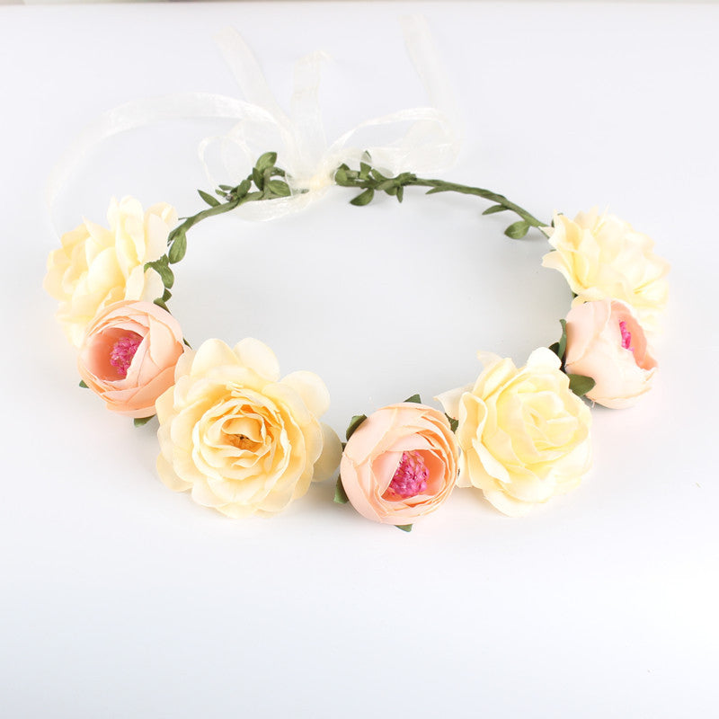 Europe And The United States Cross-Border New Headwear Bohemian Beach Rose Flower Headband Bride Bridesmaid Garland Hairband Wholesale