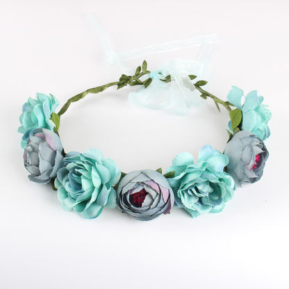 Europe And The United States Cross-Border New Headwear Bohemian Beach Rose Flower Headband Bride Bridesmaid Garland Hairband Wholesale