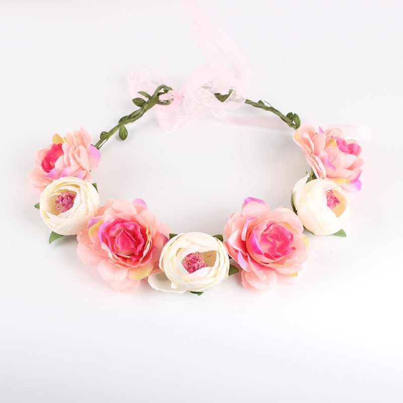 Europe And The United States Cross-Border New Headwear Bohemian Beach Rose Flower Headband Bride Bridesmaid Garland Hairband Wholesale