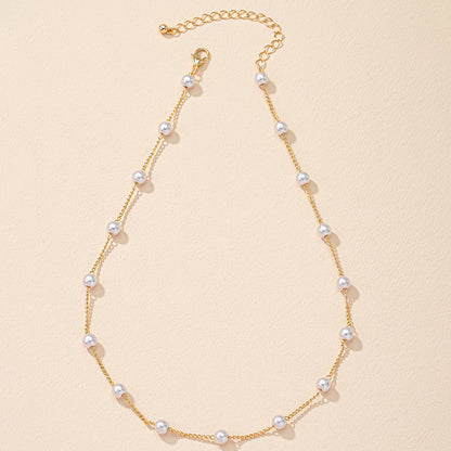 Fashion Pearl Thin Chain Sweet Millet Grain Short Necklace Accessories